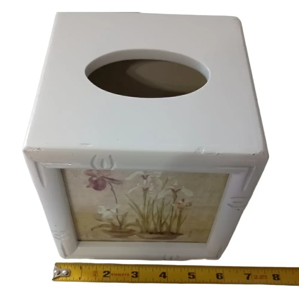 Floral Orchids Narcissus Tissue Box Cover Holder Cottagecore Cheri Blum Vintage.